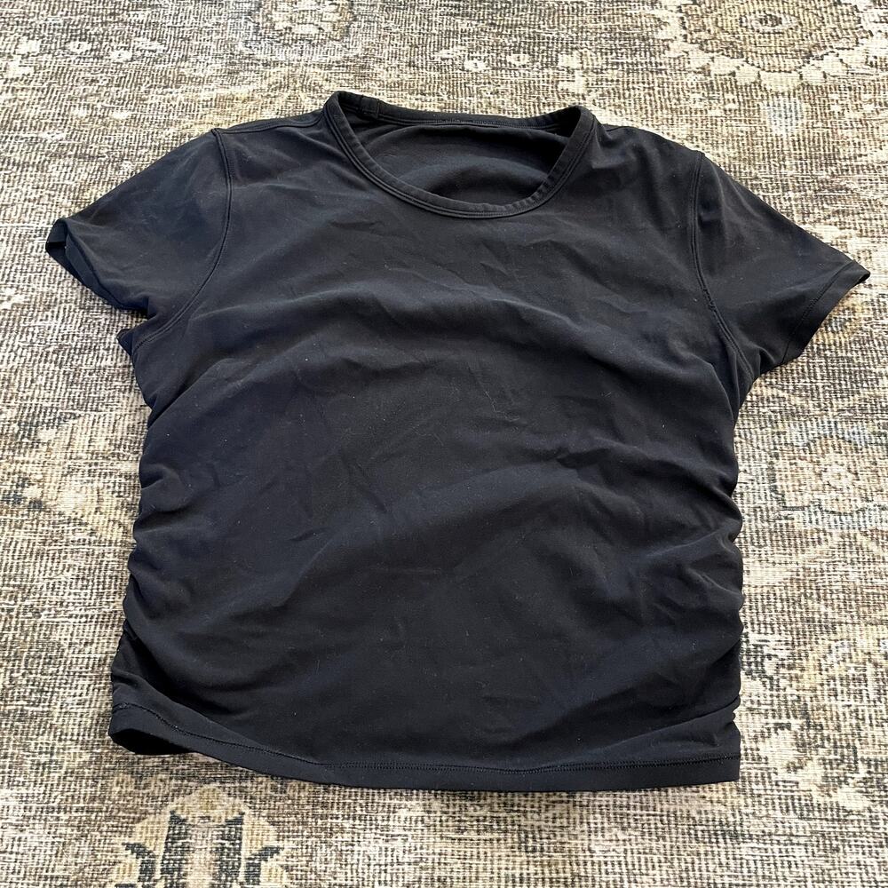 Lululemon All It Takes Short Sleeve Tee Nulu Black Women's Size 6